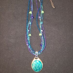Artistic Blue and Green Swirl Pendant Necklace